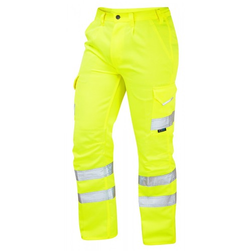 Leo Workwear Bideford Class 1 GO/RT Yellow Hi Vis Work Trousers Leo Workwear Bideford Class 1 GO/RT Yellow Hi Vis Work Trousers